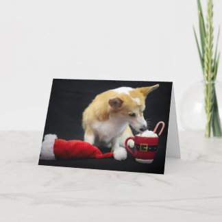 Christmas Corgi Eating Whipped Cream Card