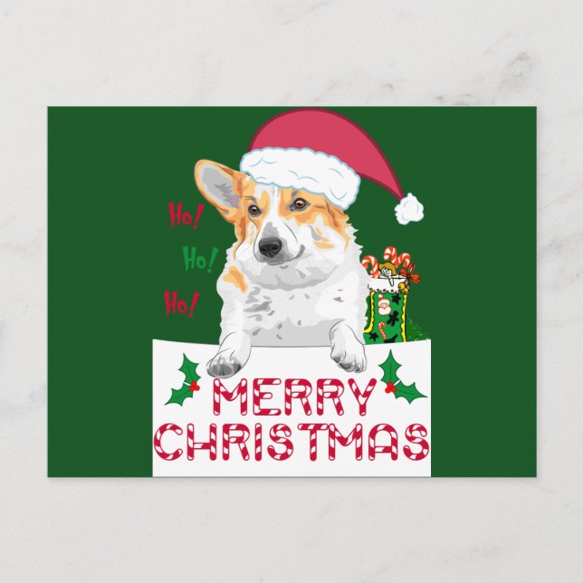 Christmas Corgi Holiday Postcard (Front)