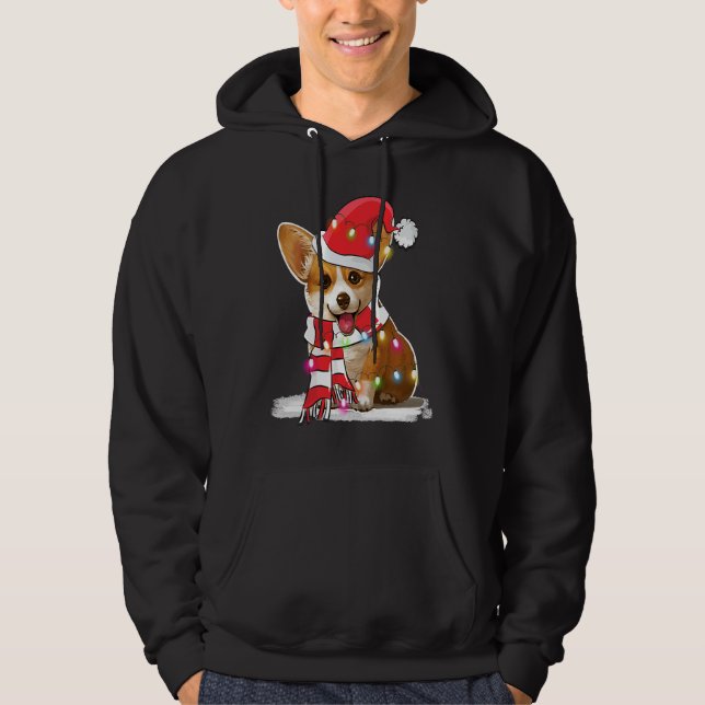 Christmas Corgi lights Santa  For Men Women Boys G Hoodie (Front)