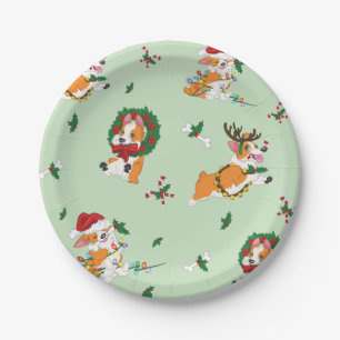 Christmas Corgi Paper Plates