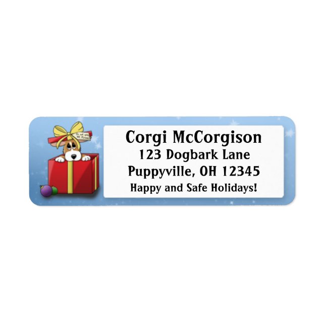 Christmas Corgi Puppy Address Labels (Front)