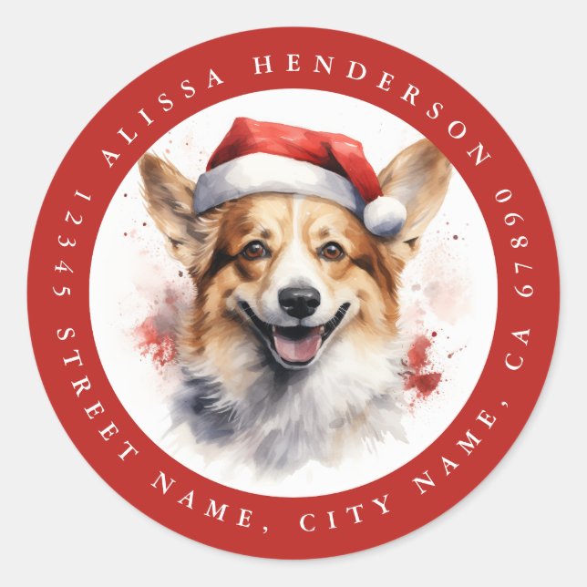 Christmas Corgi Round Stickers (Front)
