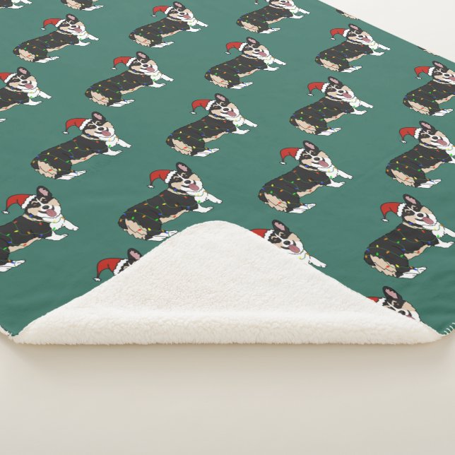 Christmas Corgi Sherpa Blanket (3/4)