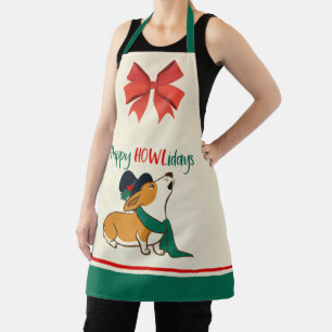 Christmas Corgi Singing Apron