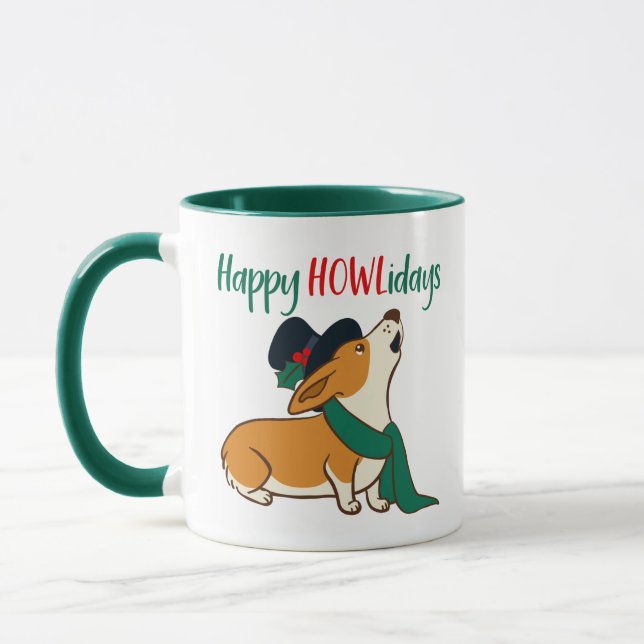 Christmas Corgi Singing Mug (Left)