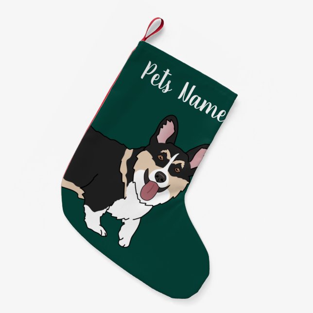Christmas Corgi Small Christmas Stocking (Front (Hanging))