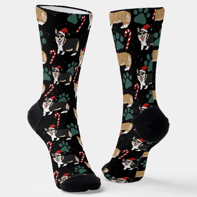Christmas Corgi Socks (Angled)