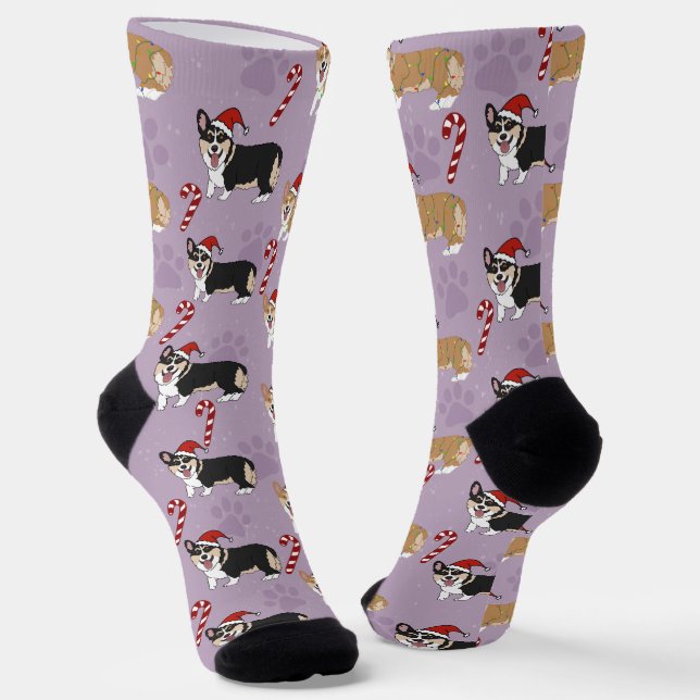 Christmas Corgi Socks (Angled)