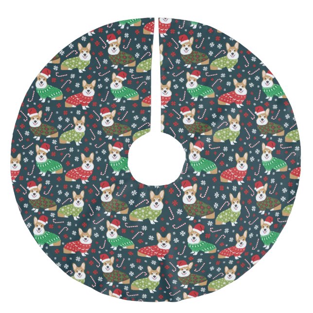 Christmas Corgi sweaters tree skirt - cute dog (Front)
