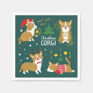 Christmas Corgi   Woof Woof Woof Napkin
