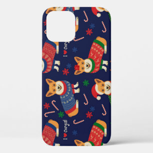 Christmas Corgis: Festive Vintage Illustration. iPhone 12 Case