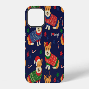 Christmas Corgis: Festive Vintage Illustration. iPhone 12 Case