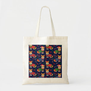 Christmas Corgis: Festive Vintage Illustration. Tote Bag
