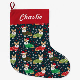 Christmas Corgis Stockings - personalised dog