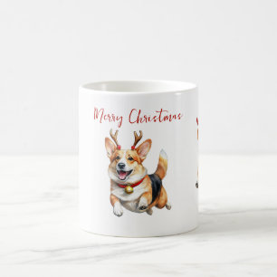 Christmas Corgis with Reindeer antlers Coffee Mug