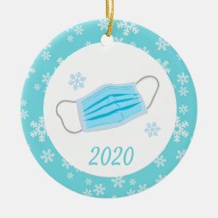 Christmas Coronavirus Mask Covid 2020 Ceramic Tree Decoration