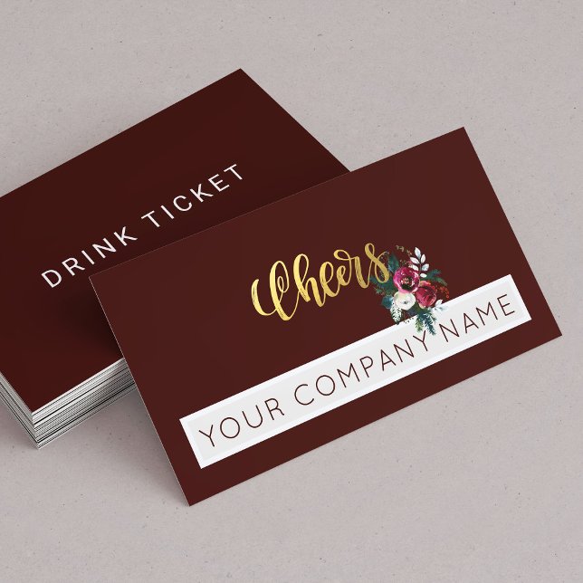 Christmas Corporate Party Dark Red Drink Ticket (Creator Uploaded)
