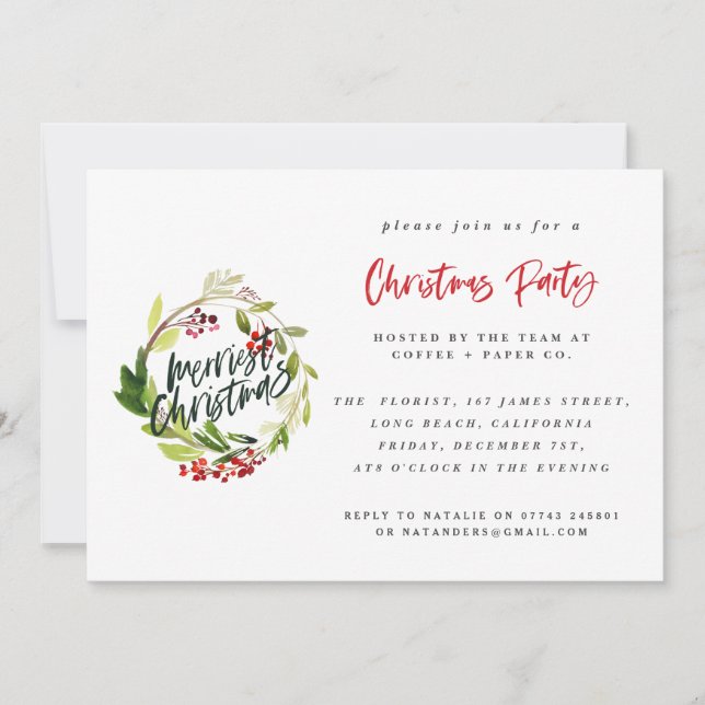 Christmas corporate party invitation winter leaf (Front)