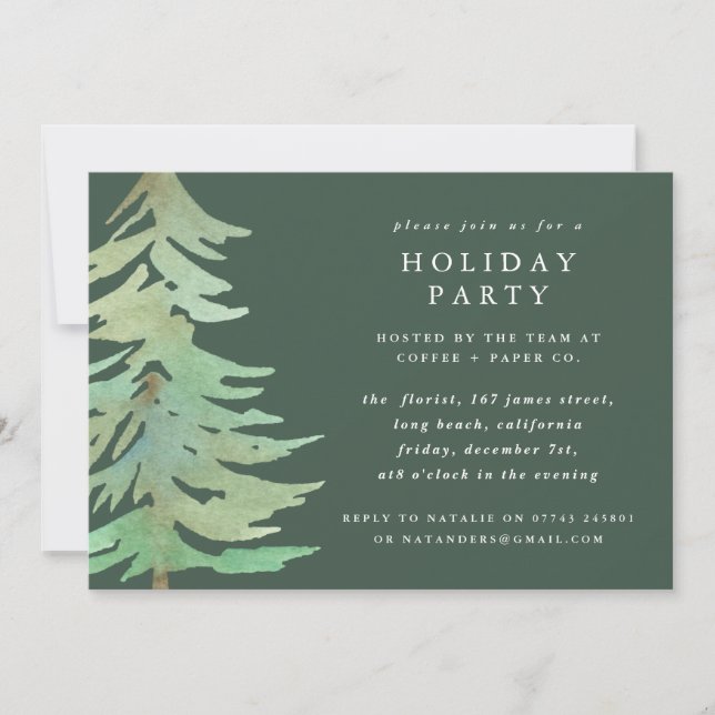 Christmas corporate party invitation winter leaf (Front)