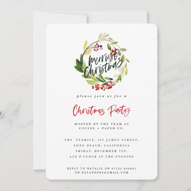 Christmas corporate party invitation winter leaf (Front)