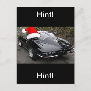 Christmas Corvette Black Split Window Holiday Postcard