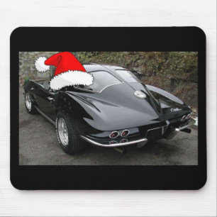 Christmas Corvette Black Split Window Mouse Mat