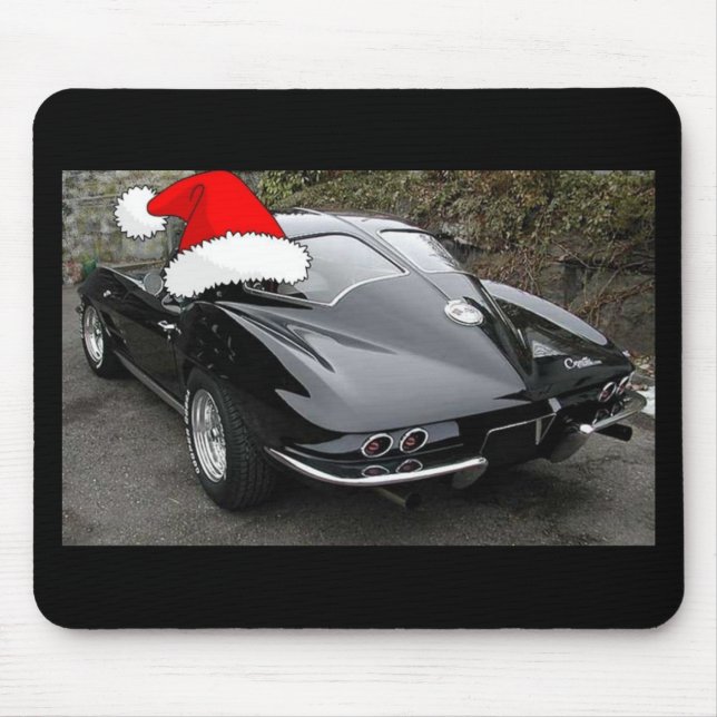 Christmas Corvette Black Split Window Mouse Mat (Front)