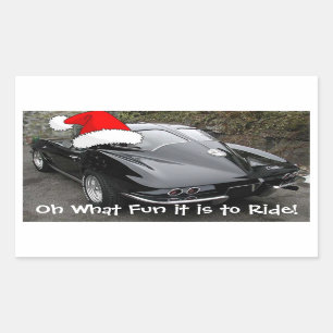Christmas Corvette Split Window Rectangular Sticker