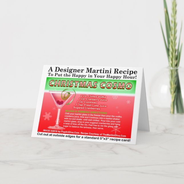 CHRISTMAS COSMOPOLITAN COCKTAIL RECIPE CARD (Front)