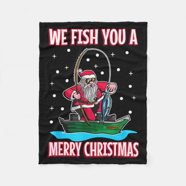 Christmas Costume Fisherman Fishing Funny Cool San Fleece Blanket (Front)