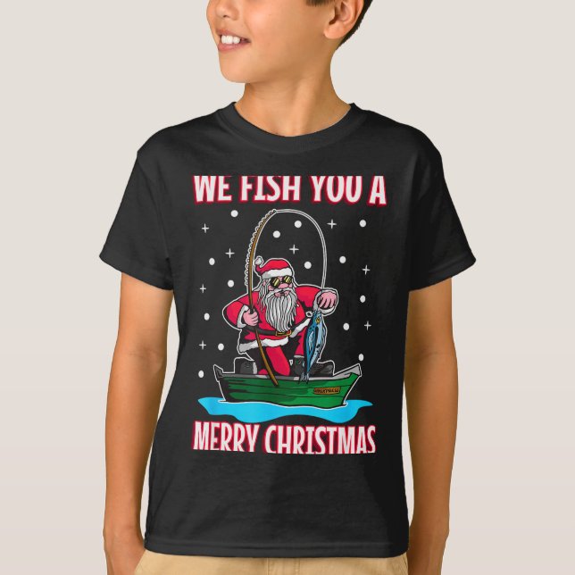 Christmas Costume Fisherman Fishing Funny Cool San T-Shirt (Front)