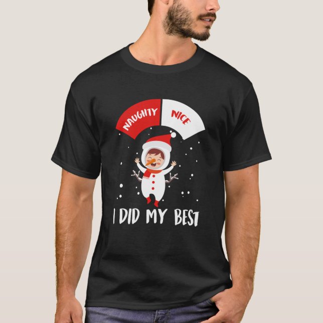 Christmas Costume NAUGHTY OR NICE OR TRIED Childre T-Shirt (Front)