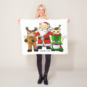 Christmas Costume Shopping Family Cats Fleece Blanket