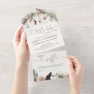 Christmas Cosy Diaper Raffle All In One Invitation