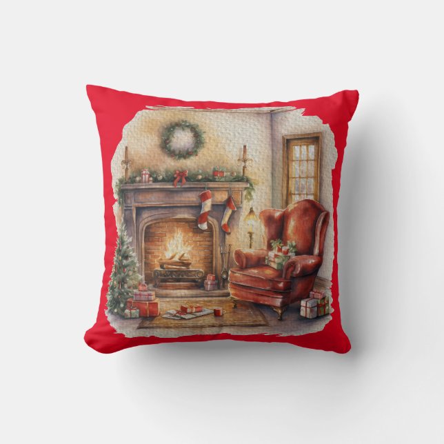 Christmas Cosy Home Throw Pillow 16"x16" (Front)
