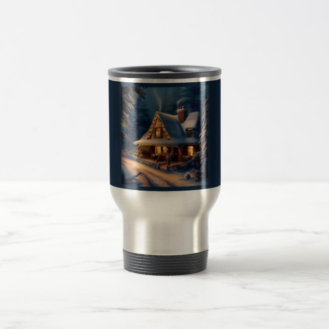 Christmas Cottage 1 Travel Mug (Center)