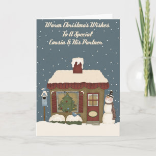 Christmas Cottage To A Special Cousin & Partner Holiday Card