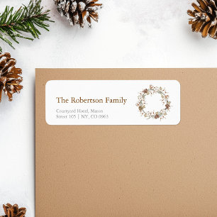 Christmas Cotton Wreath Address Label