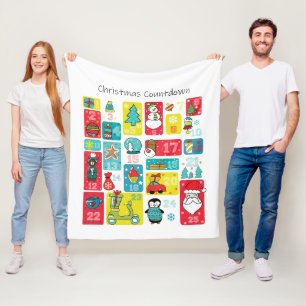 Christmas countdown Advent Calendar Fleece Blanket