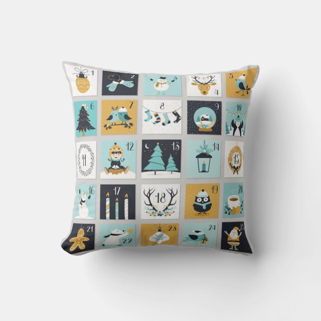 Christmas Countdown cute Christmas Symbols Cushion (Front)