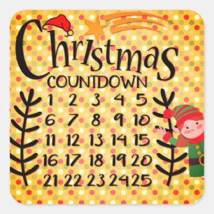 Christmas Countdown Personalized Square Sticker