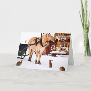 Christmas country farm idyll outdoor in snow holiday card