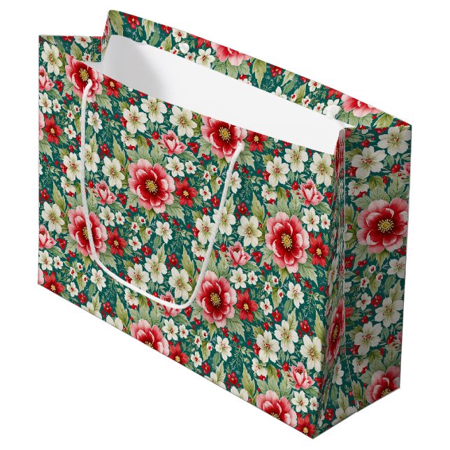 Christmas Country Garden Large Gift Bag (Front Angled)