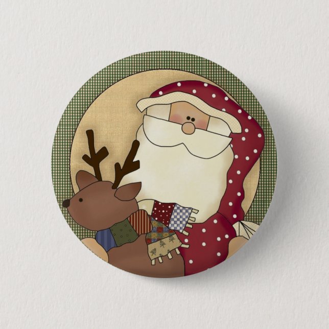 Christmas Country Santa Claus 6 Cm Round Badge (Front)