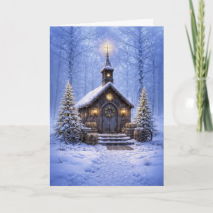 Christmas Country Western Church Rustic Snow Card