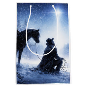 Christmas Country Western Cowboy Medium Gift Bag