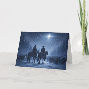 Christmas Country Western Cowboy North Star Cattle Card