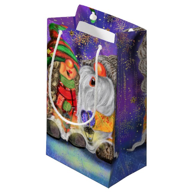 Christmas Couple Gnome Gift Bag (Front Angled)