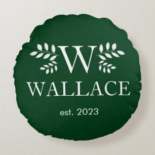 Christmas Couple holiday monogram newlywed photo Round Cushion