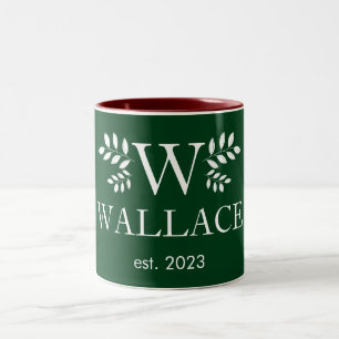 Christmas Couple holiday monogram newlywed photo  Two-Tone Coffee Mug